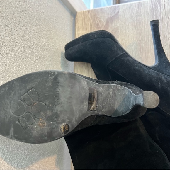 BCBG GENERATION platform stiletto Boots Black Suede 8 1/2 genuine leather - Picture 5 of 7